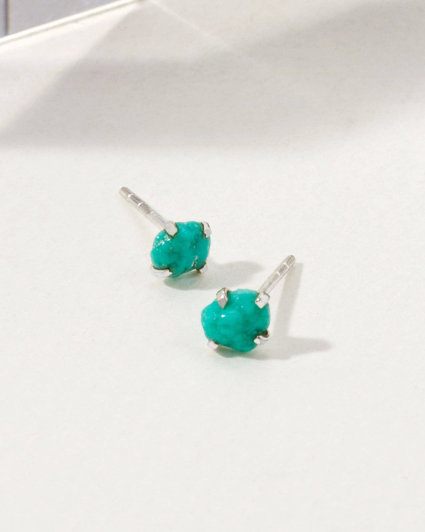 Raw Beauty Post Earrings- Sterling Silver - Turquoise