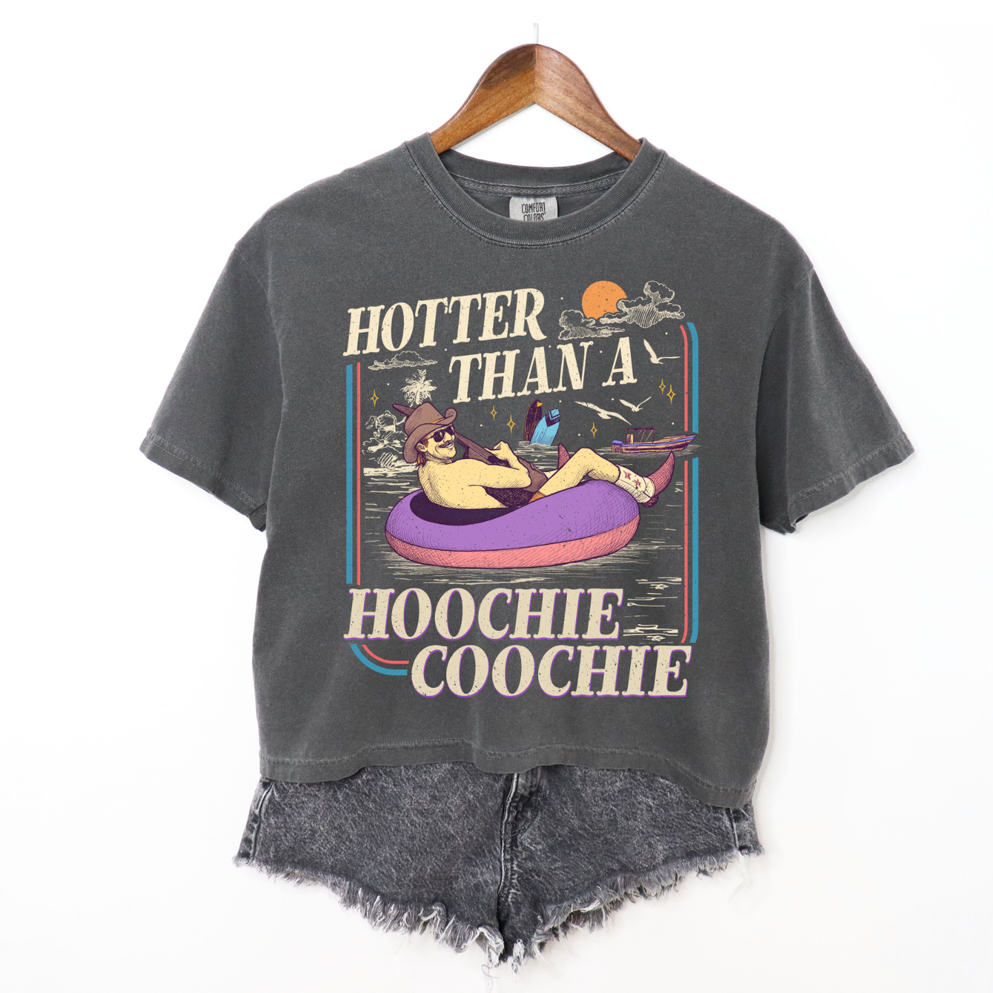 Hotter Than A Hoochie Coochie Boxy Cropped Tee