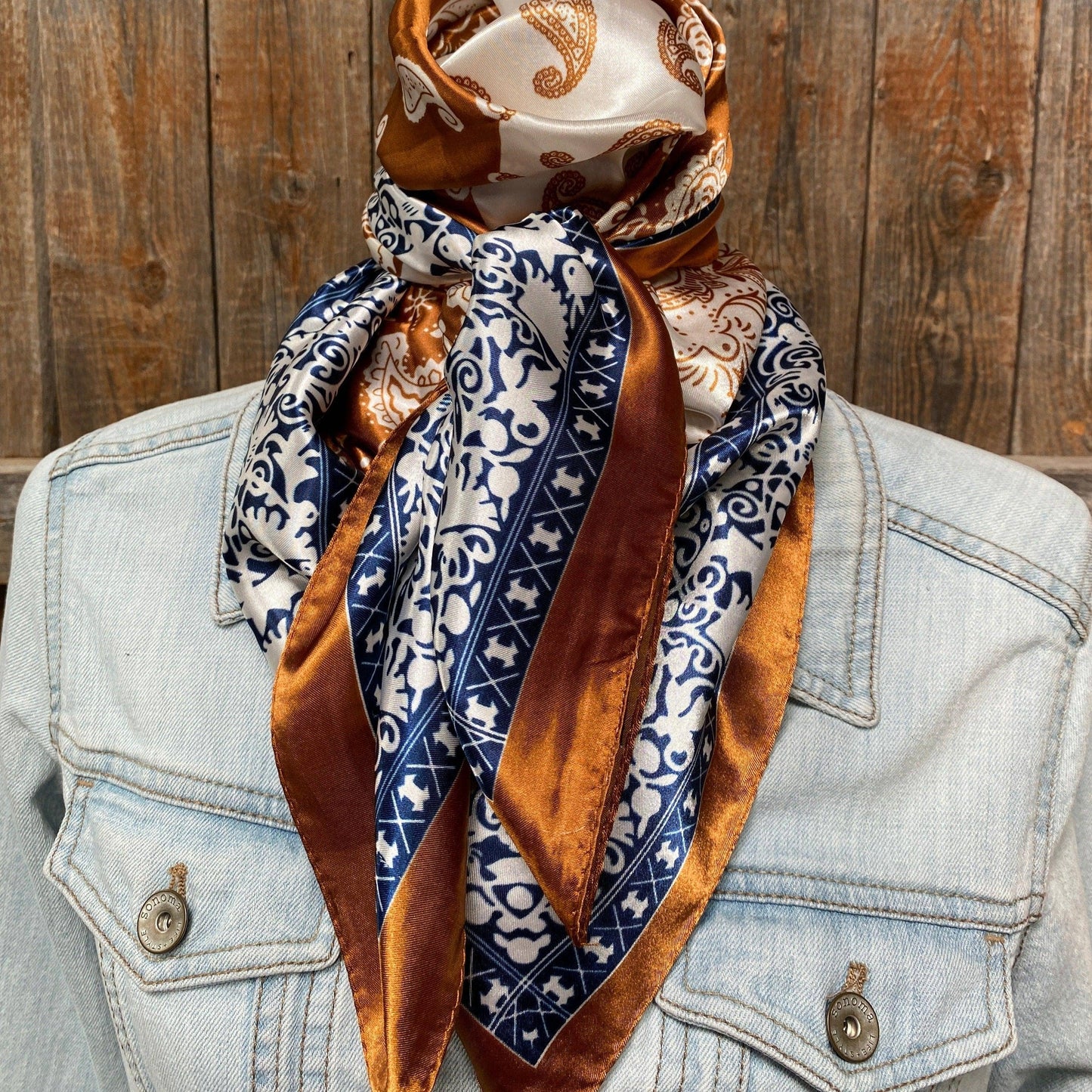 35X35" Rust & Navy Paisley Wild Rag/Scarf