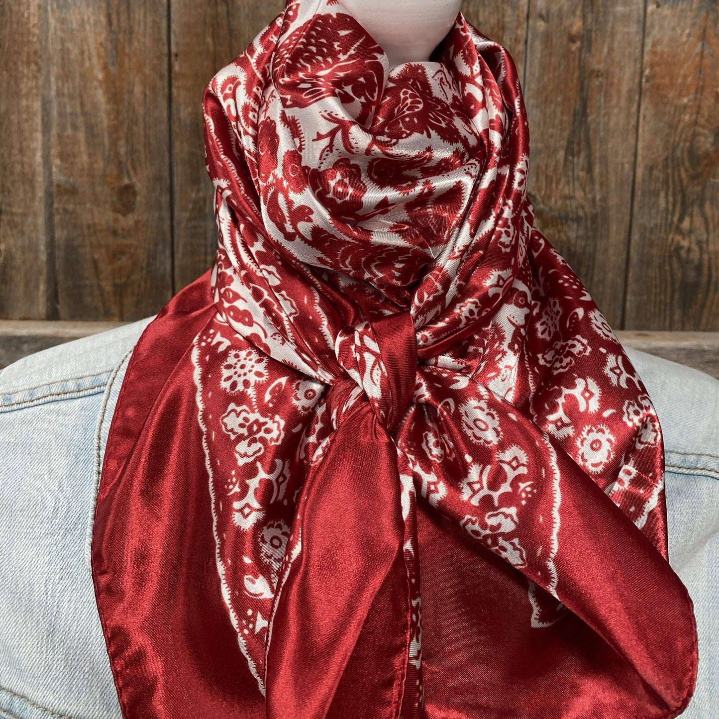 35x35" Red & Cream Paisley Wild Rag/Scarf