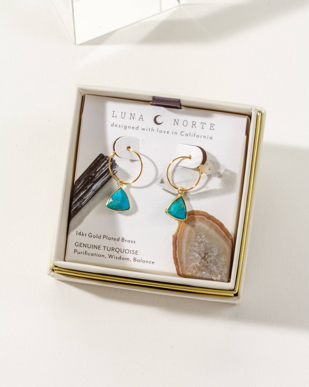 Bermuda Triangle Mini Hoop Earrings- Turquoise