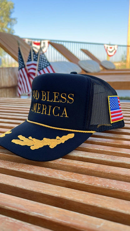 God Bless America Foam Trucker Hat with Flag Patch