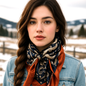 35X35" Navy and Rust Floral Paisley Wild Rag / Scarf