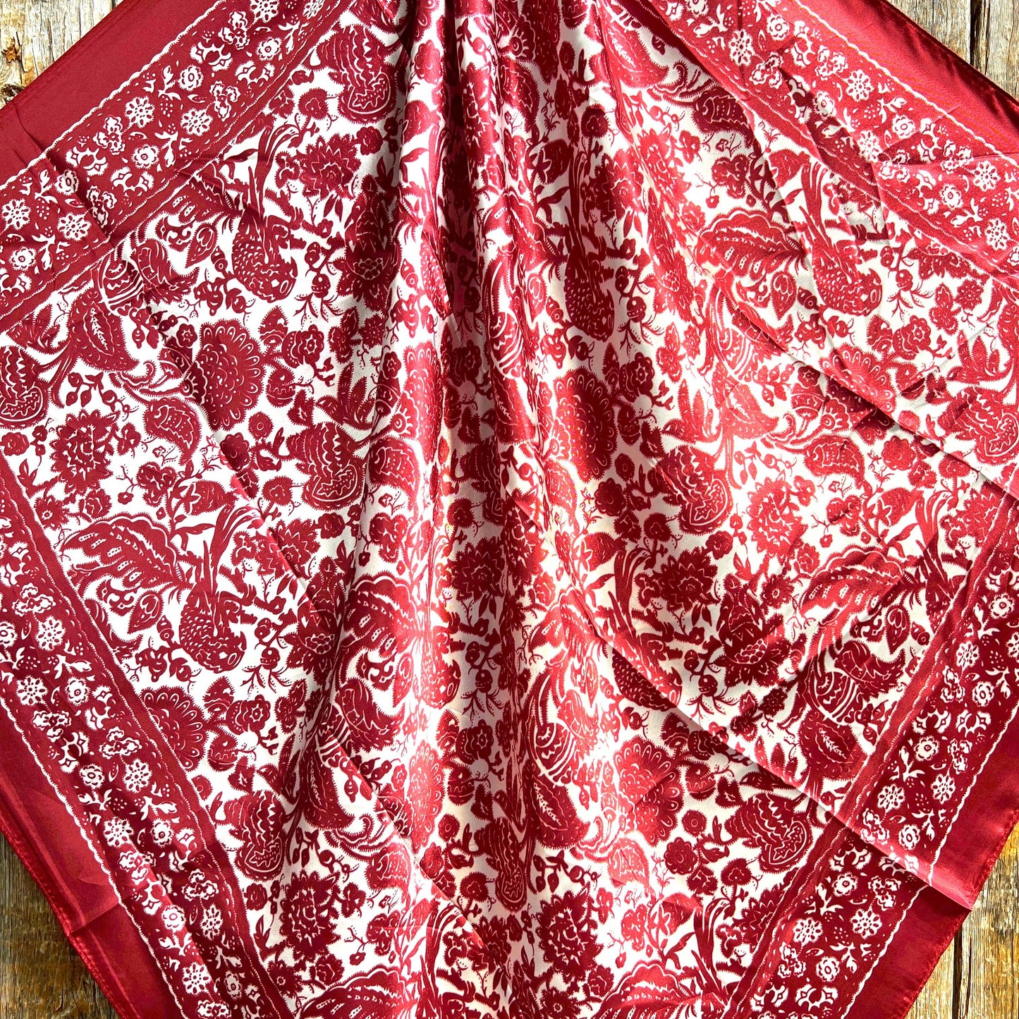 35x35"  Red & Cream Paisley Wild Rag/Scarf