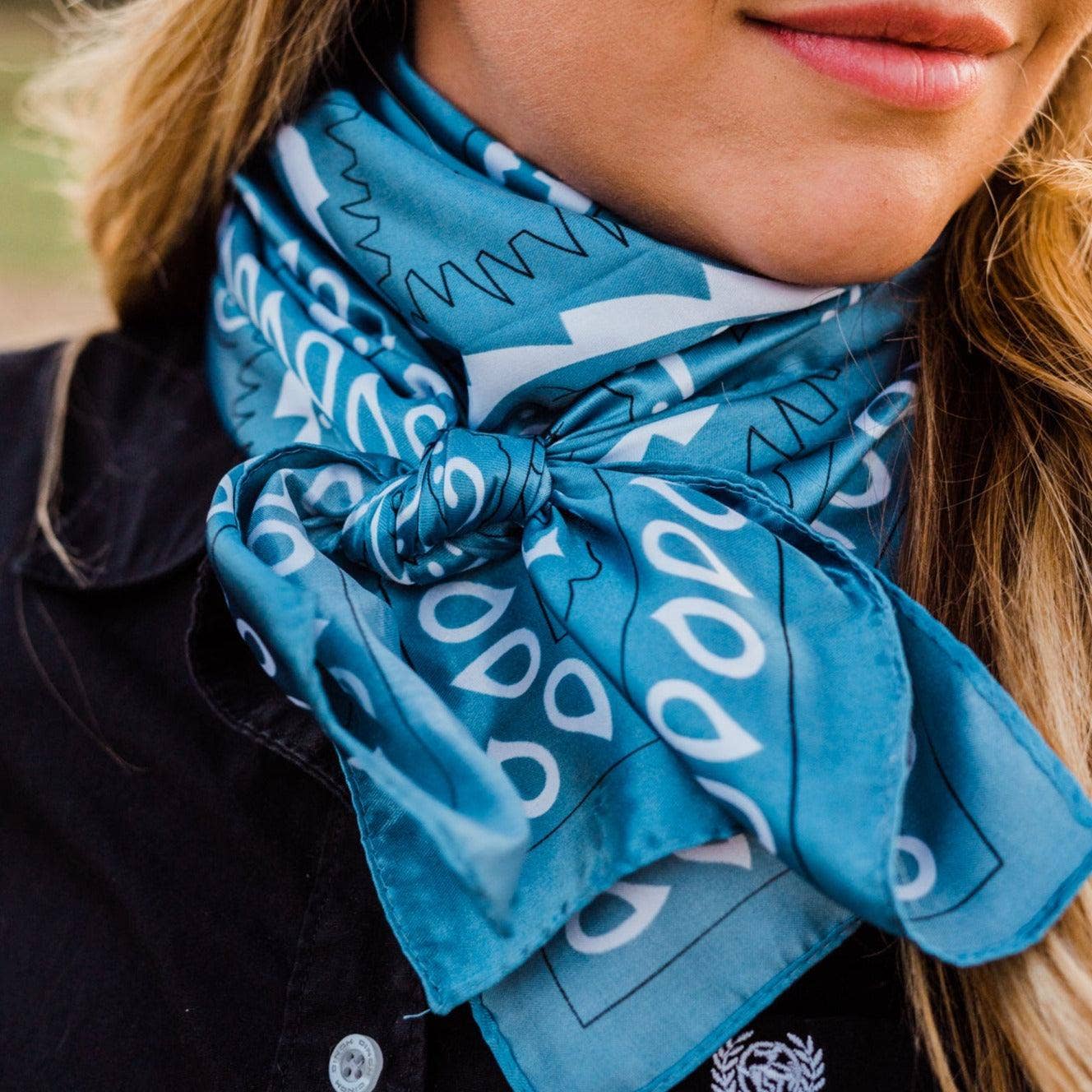 35X35"  Blue & White Paisley Wild Rag/Scarf