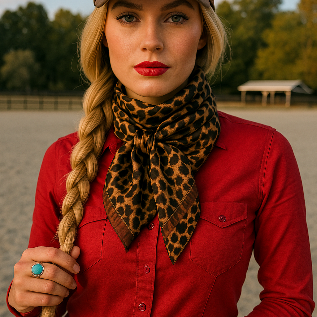 35X35"  Brown Leopard Wild Rag/Scarf