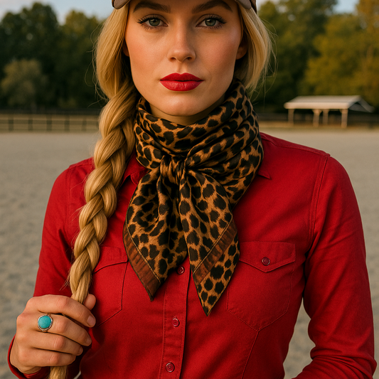 35X35"  Brown Leopard Wild Rag/Scarf