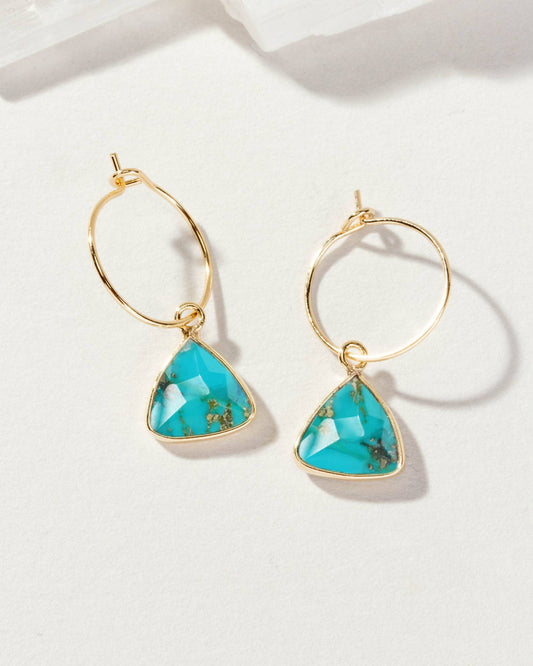 Bermuda Triangle Mini Hoop Earrings- Turquoise
