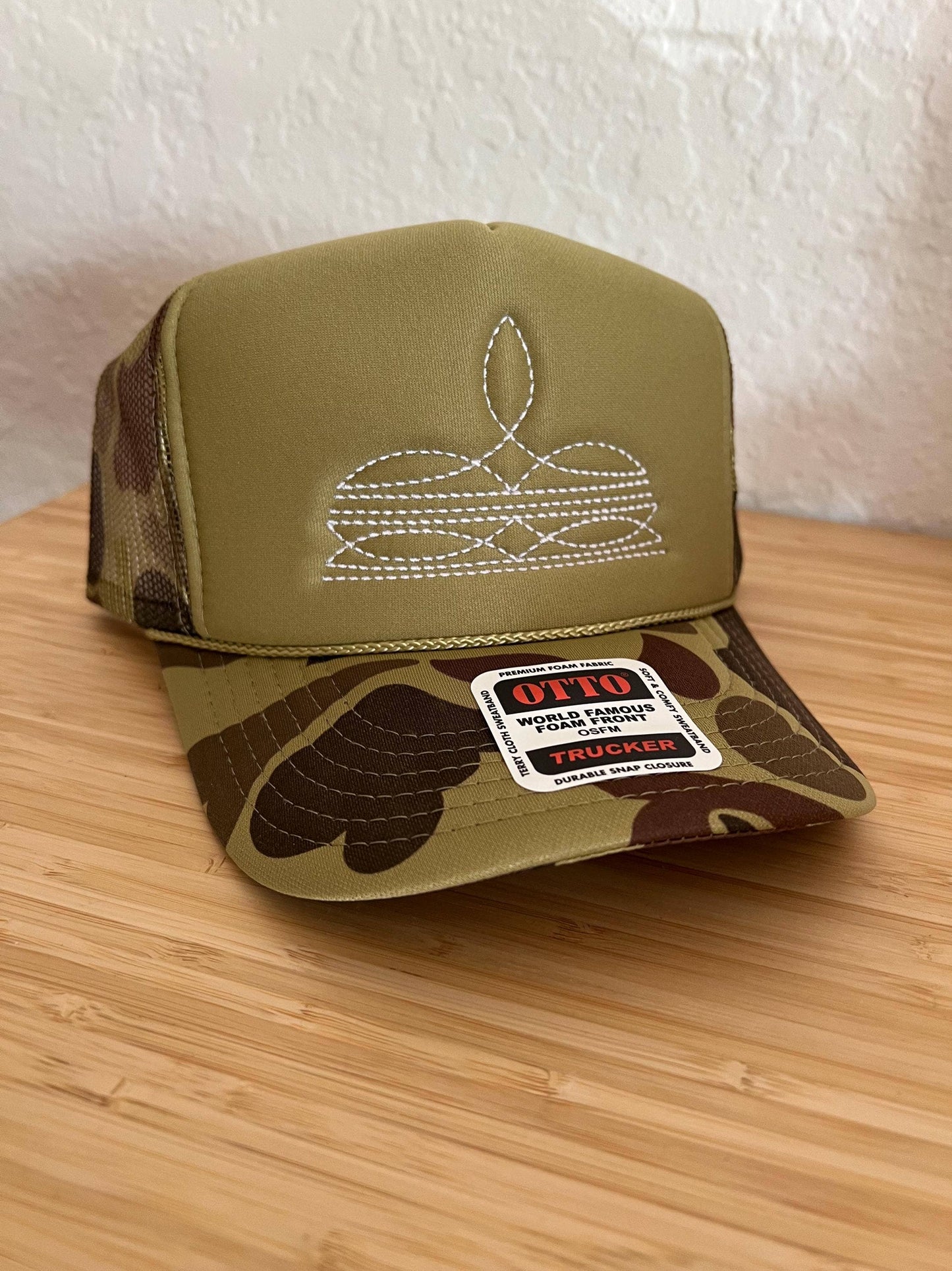 Boot Stitch Embroidered Foam Trucker Hat