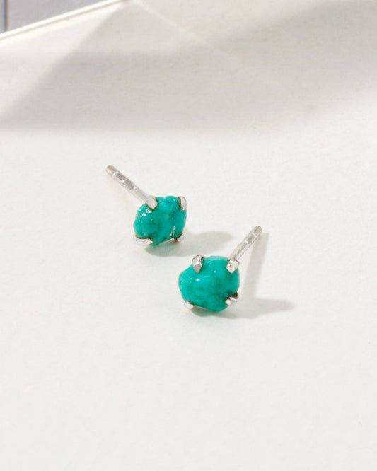 Raw Beauty Post Earrings- Sterling Silver - Turquoise