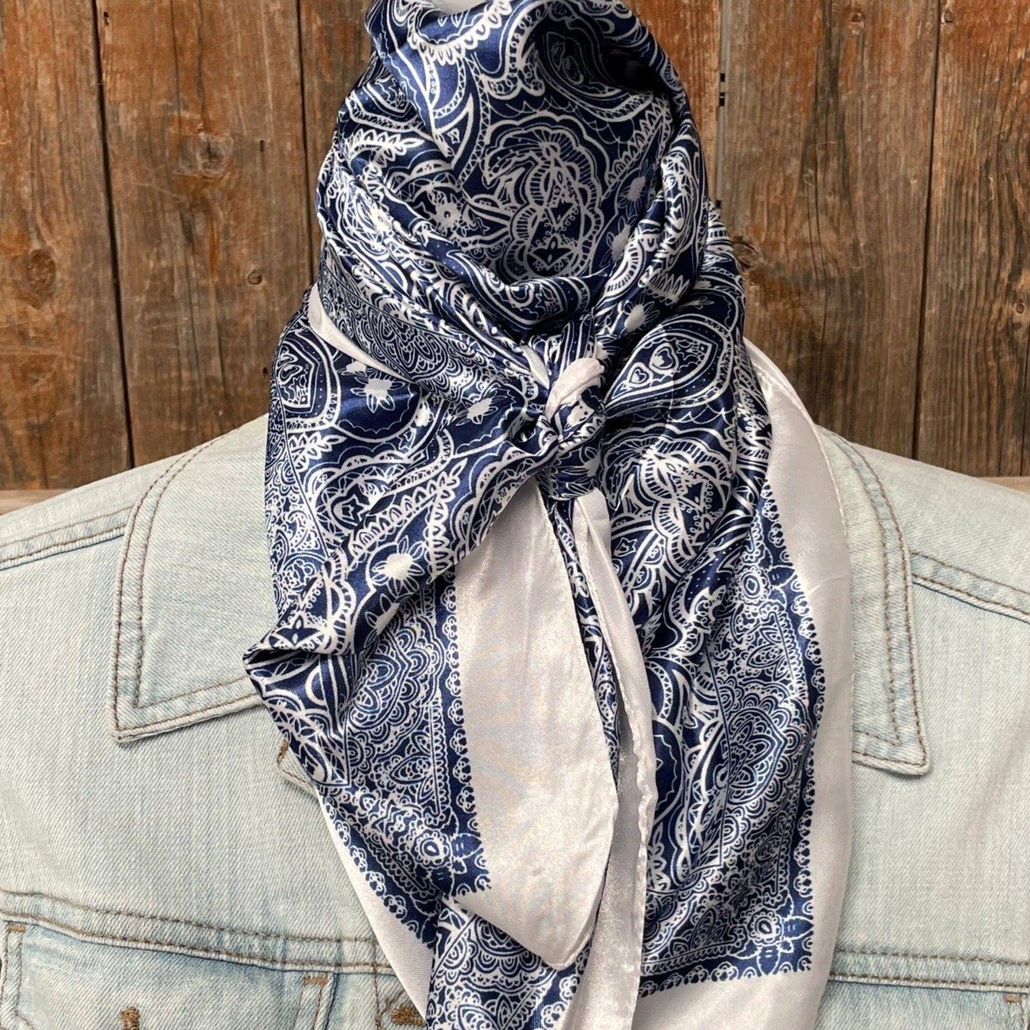 35X35"  Blue & White Paisley Wild Rag/Scarf