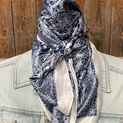 35X35"  Blue & White Paisley Wild Rag/Scarf