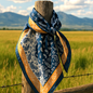 35X35"  Blue Two-Toned Paisley Wild Rag/Scarf