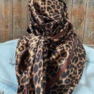 35X35"  Brown Leopard Wild Rag/Scarf