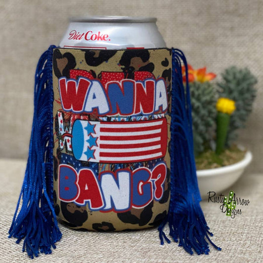 Regular Fireworks Wanna Bang Fringe Koozie