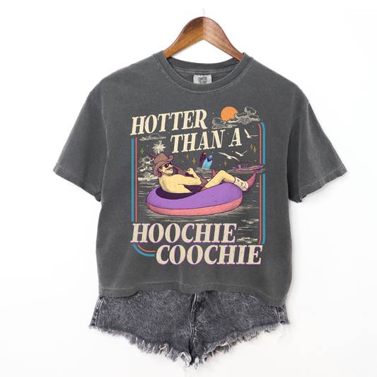 Hotter Than A Hoochie Coochie Boxy Cropped Tee