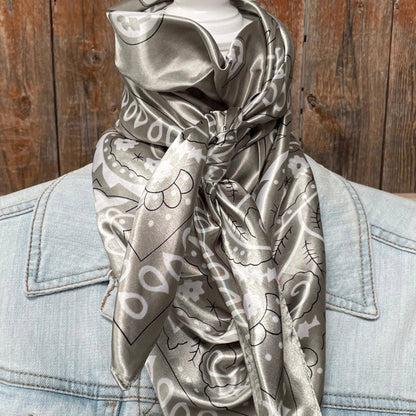 35X35"  Sage & White Paisley Wild Rag/Scarf