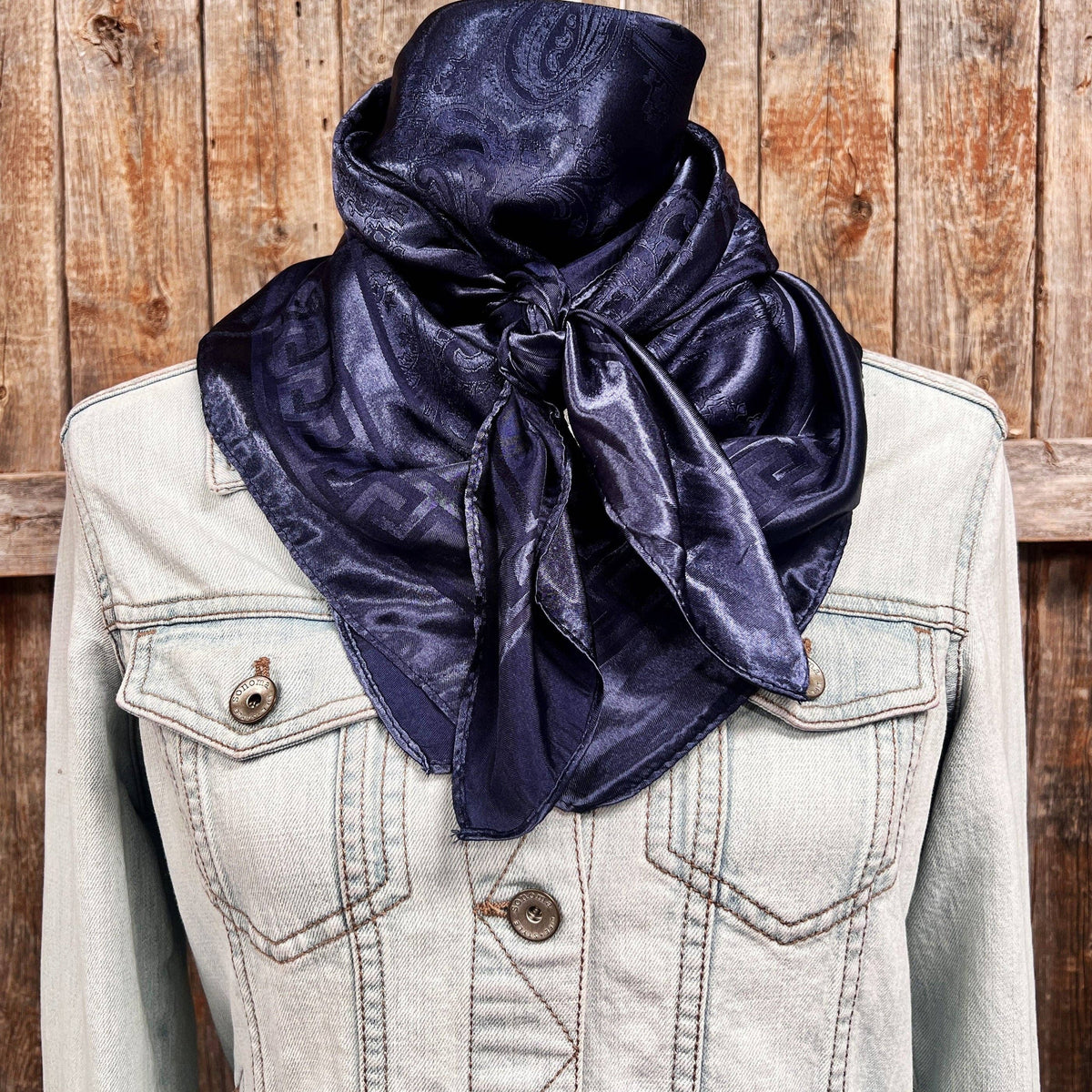35X35" Navy Jacquard Wild Rag and / Scarf