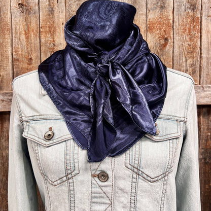 35X35" Navy Jacquard Wild Rag and / Scarf