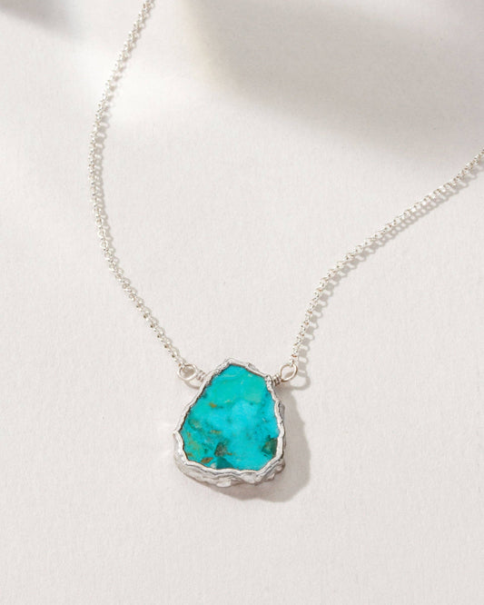 Genuine Stone Necklace Silver- Turquoise