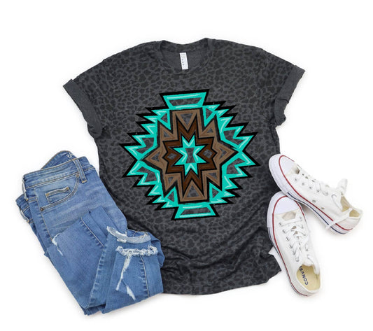 Distressed Aztec Gem Western Tee