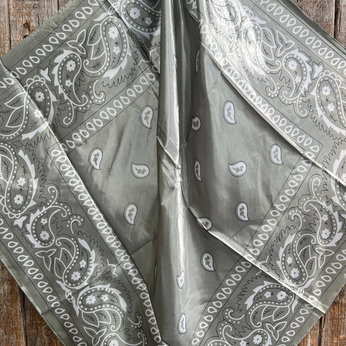 35X35"  Sage & White Paisley Wild Rag/Scarf