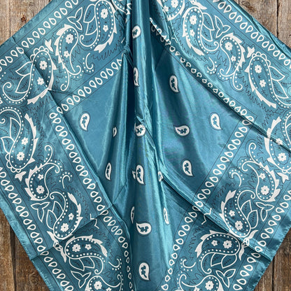 35X35"  Blue & White Paisley Wild Rag/Scarf