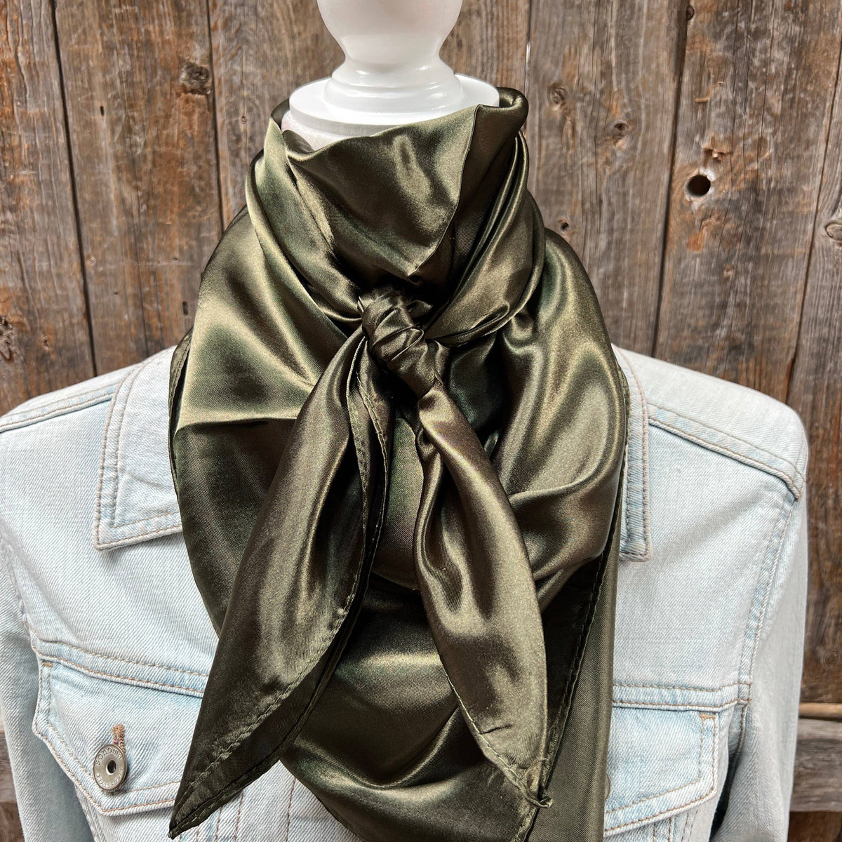 35X35"  Solid Olive Green Wild Rag / Scarf