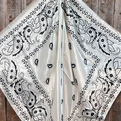 35X35"  Cream & Black Paisley Wild Rag/Scarf