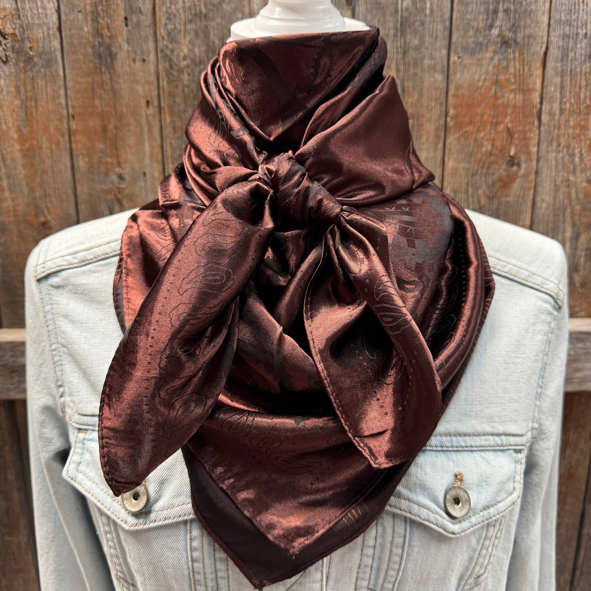 35X35" Brown Jacquard Wild Rag / Scarf