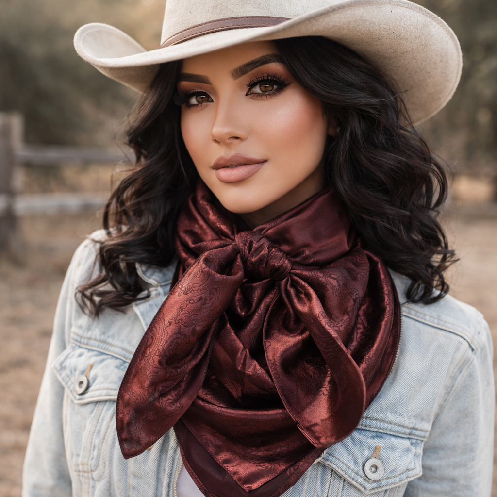 35X35" Brown Jacquard Wild Rag / Scarf