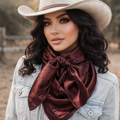 35X35" Brown Jacquard Wild Rag / Scarf