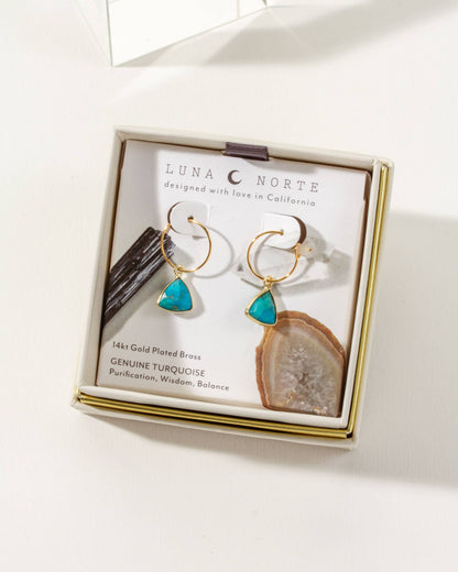 Bermuda Triangle Mini Hoop Earrings- Turquoise