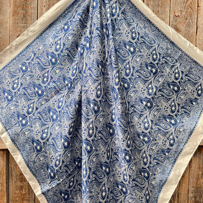 35X35"  Blue & White Paisley Wild Rag/Scarf